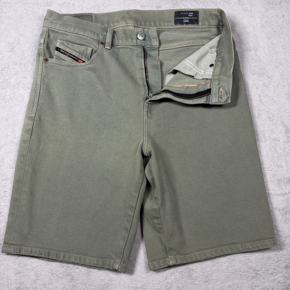 Diesel D-Strukt Short-SP Mens W28 Olive Green Stretch Denim Jean Shorts